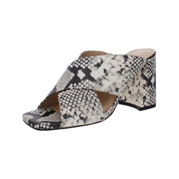 New Nine West Womens Gigi 3 Snake Print Slip On Mules Taupe - Picture 1 of 6
